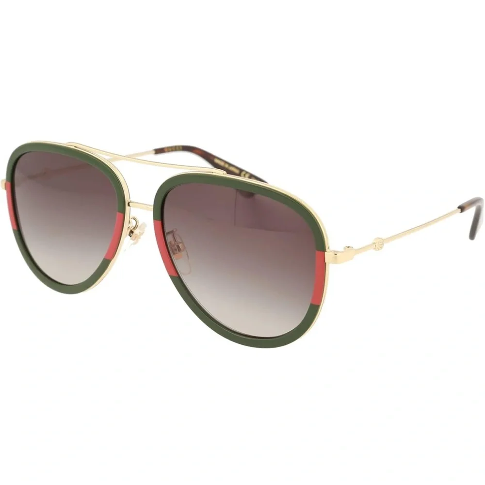 Gucci Sunglasses with Green and Gold Accents. WORN 2X - Picture 2 of 12